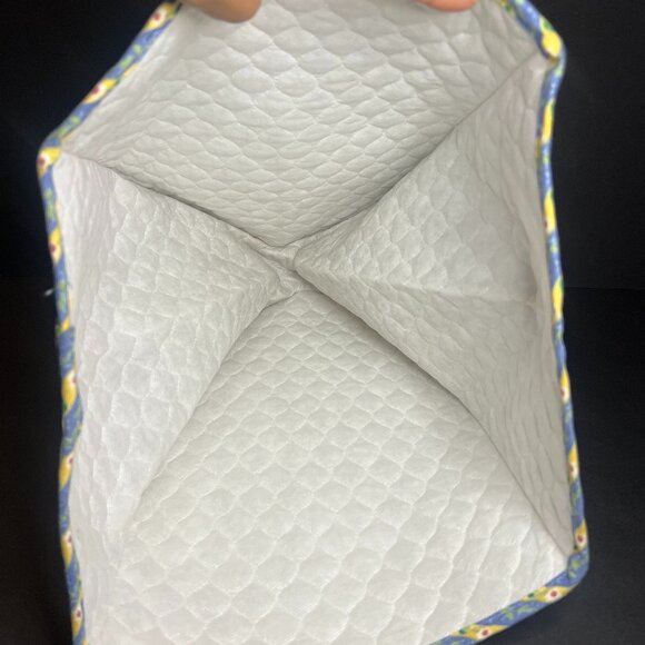 Vintage 1970s Retro Blue, Yellow & White Floral Quilted Kitchen Appliance Cover - Picture 7 of 8